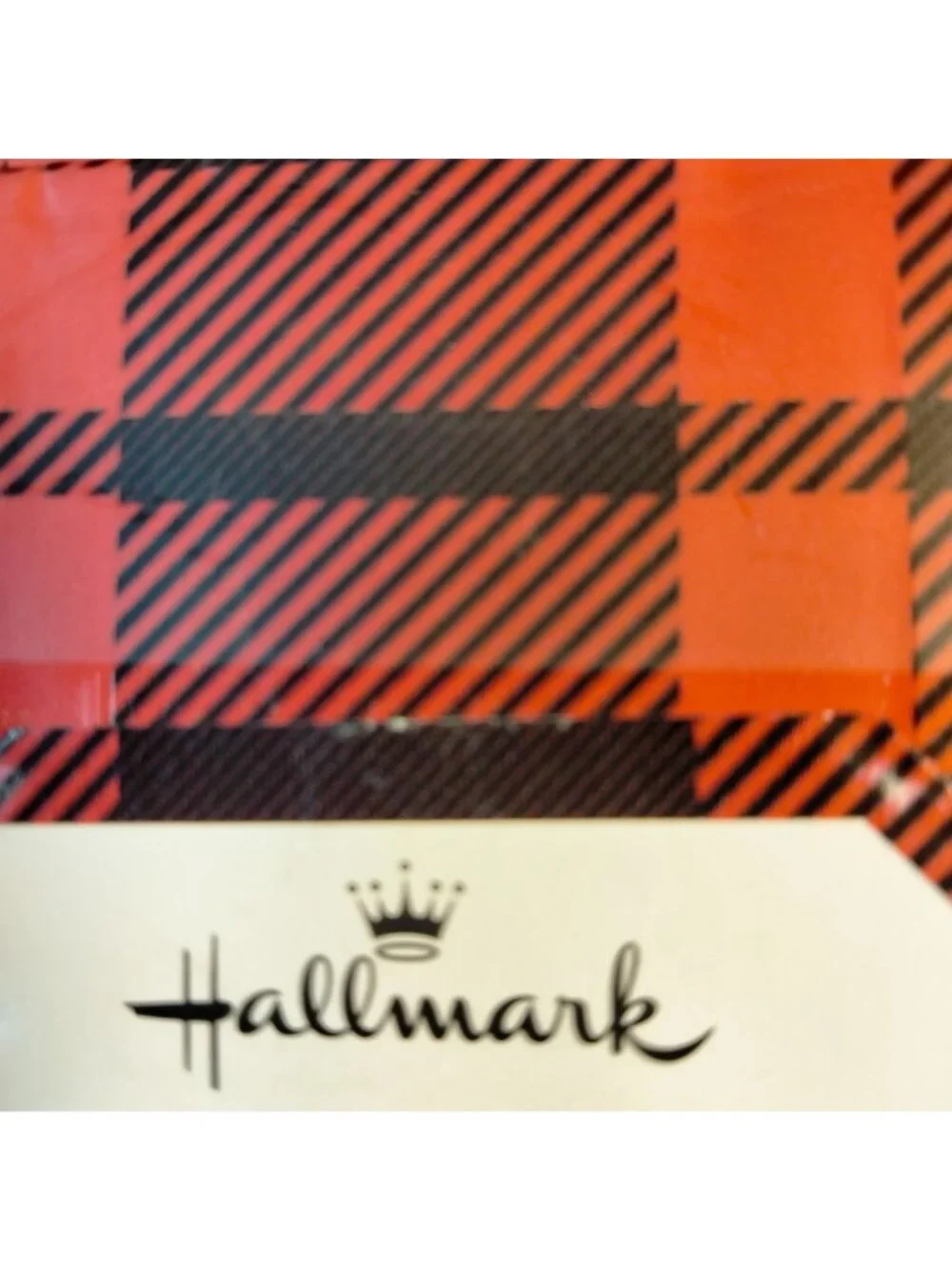 Hallmark Christmas Gift Bag Ribbon Handles Buffalo Plaid Pattern